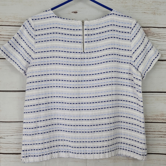 Talbots | Striped Pocket Top Zipper Back Short Sl - Picture 6 of 8